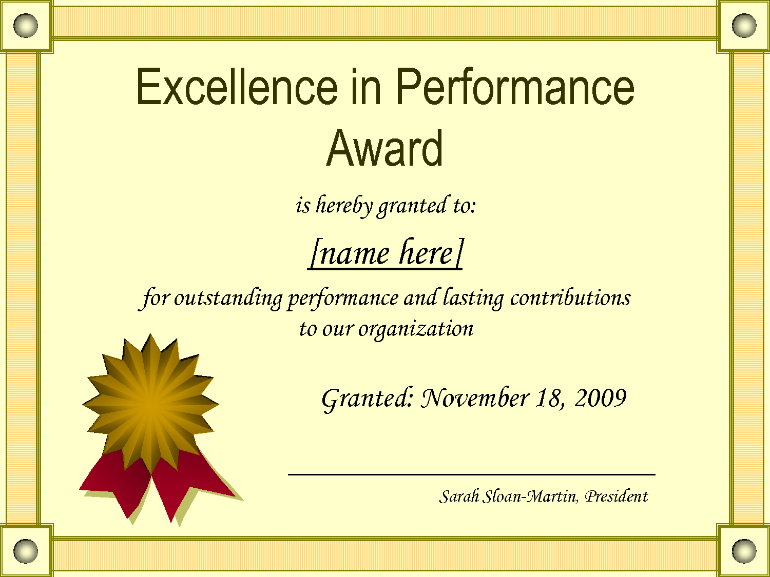 Outstanding Excellence In Performance Awards Certificate With Star Performer Certificate Templates