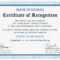 Outstanding Student Recognition Certificate Template Throughout Certificate Of Recognition Word Template