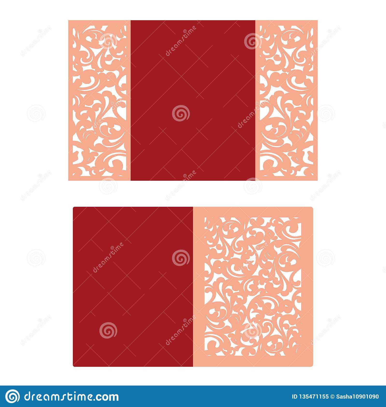 Paper Cut Out Card. Laser Cut Pattern For Invitation Card In Fold Out Card Template