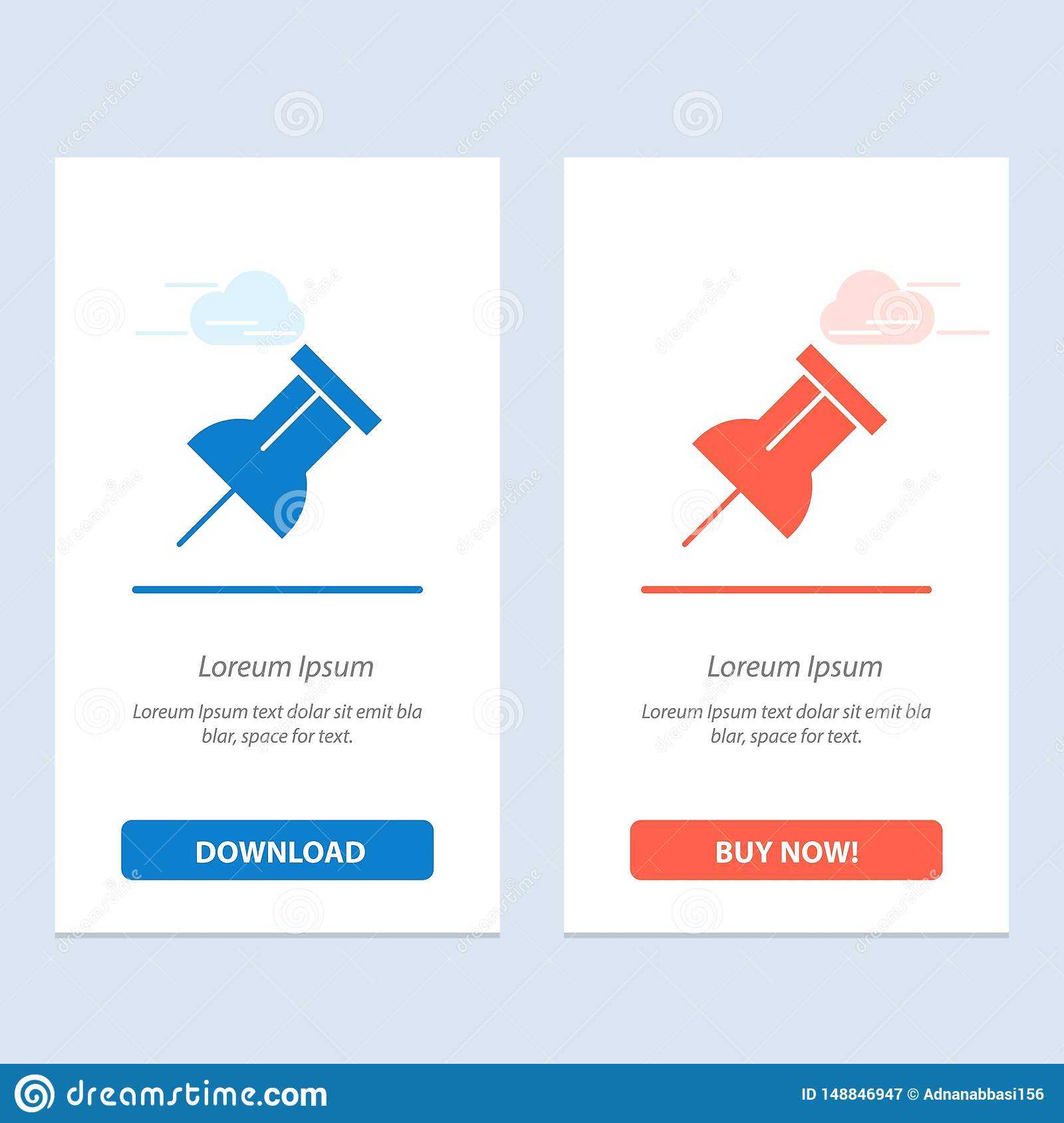Paper, Pin, Reminder Blue And Red Download And Buy Now Web With Push Card Template