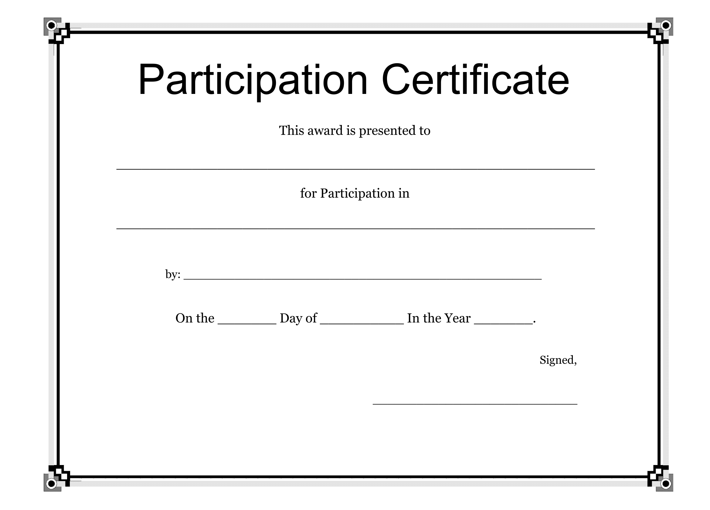 Participation Certificate Template – Free Download In Certification Of Participation Free Template