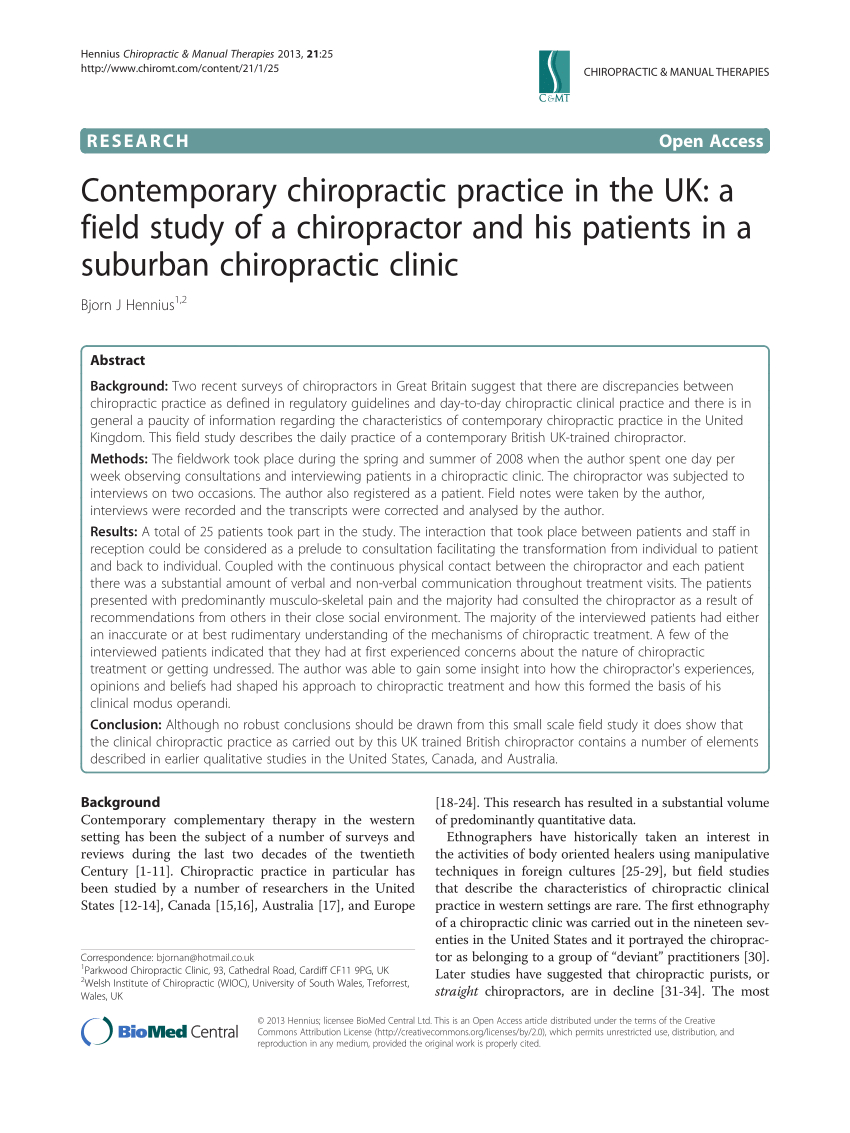 Pdf) Contemporary Chiropractic Practice In The Uk: A Field Intended For Chiropractic Travel Card Template