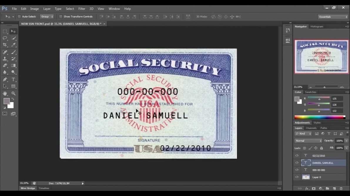 Pdf Social Security Card Template In Social Security Card Template Photoshop