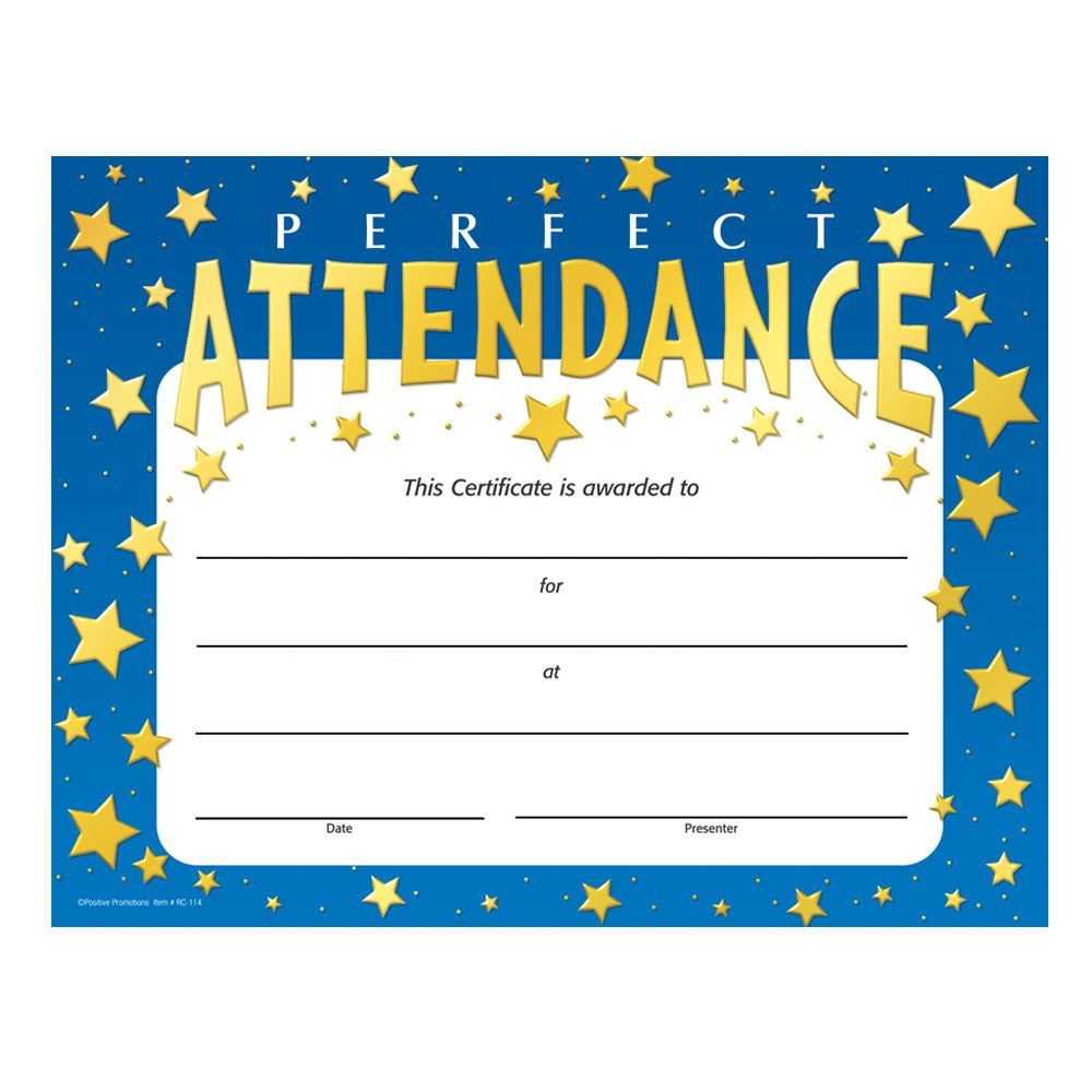 Perfect Attendance Stars Design Gold Foil Stamped Certificate Intended For Perfect Attendance Certificate Template