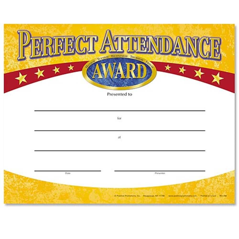 Perfect Attendance Yellow Gold Foil Stamped Certificates With Perfect Attendance Certificate Template