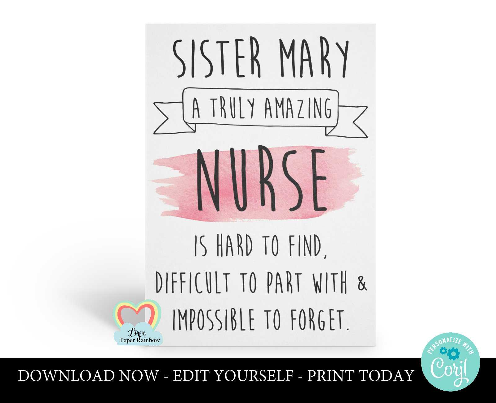 Personalized Nurse Retirement Card Template Instant Download Inside Retirement Card Template