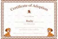 Pet Adoption Certificate Template intended for Pet Adoption Certificate Template