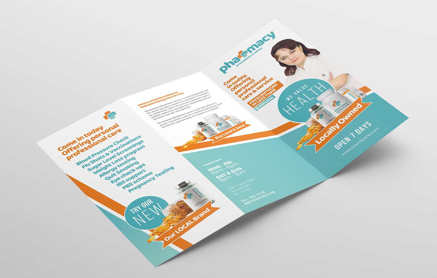 Pharmacy Tri Fold Brochure Template - Psd, Ai & Vector In Pharmacy Brochure Template Free