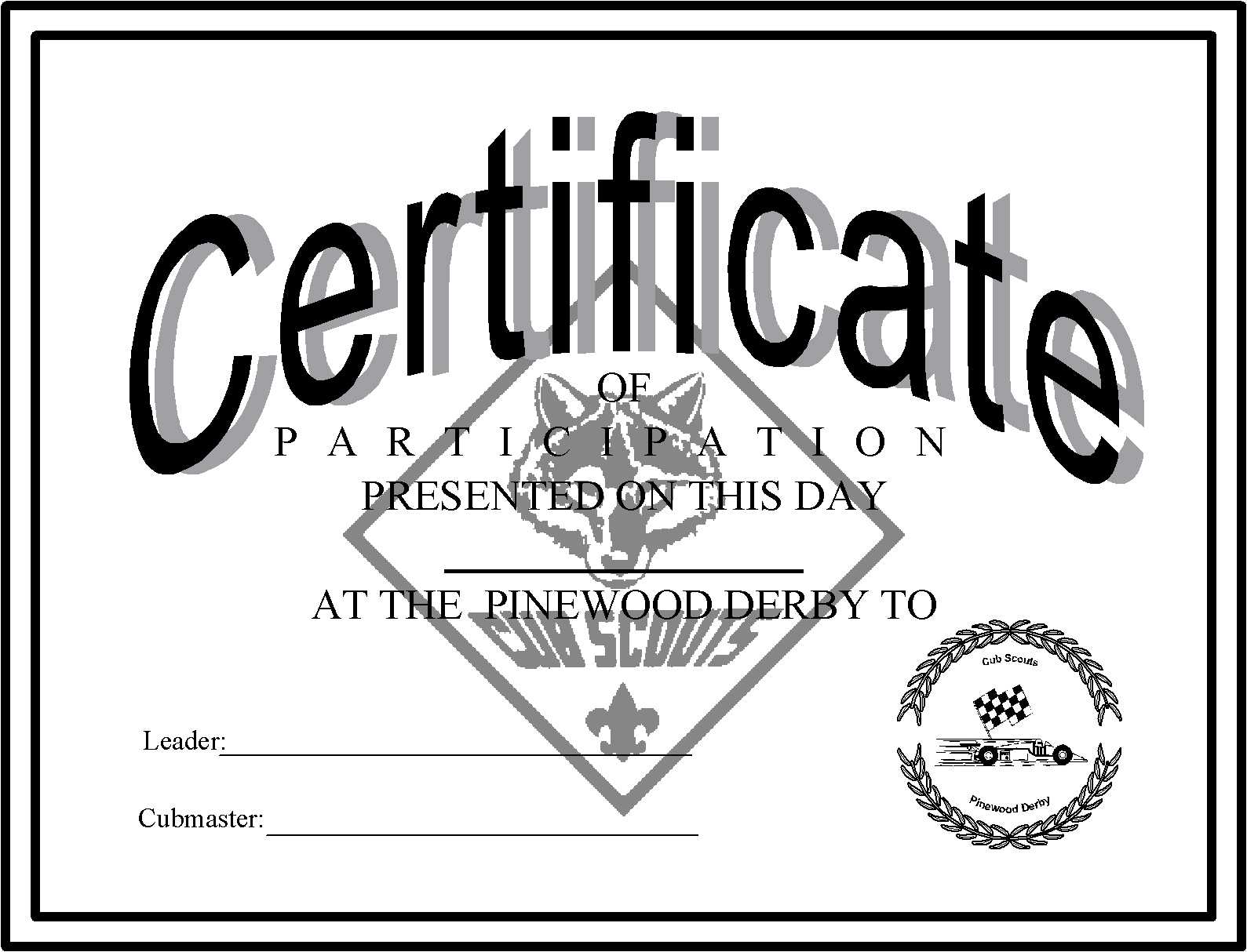 Pinewood Derby Certificates – The Idea Door With Pinewood Derby Certificate Template