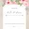 Pink Floral Wedding Advice Card Template Within Marriage Advice Cards Templates