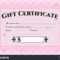Pink Gift Certificate Template Stock Vector (Royalty Free Regarding Pink Gift Certificate Template