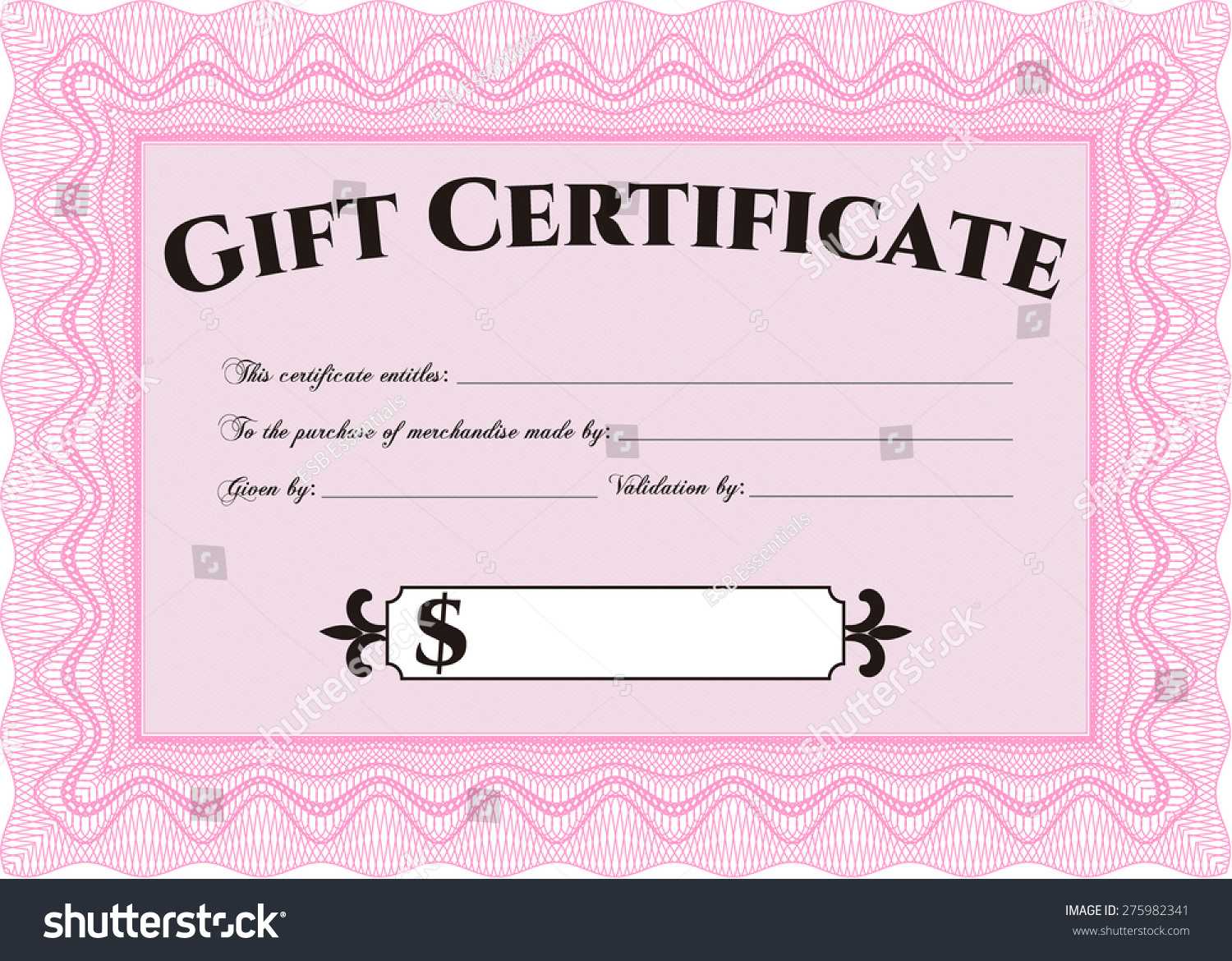 Pink Gift Certificate Template Stock Vector (Royalty Free Regarding Pink Gift Certificate Template