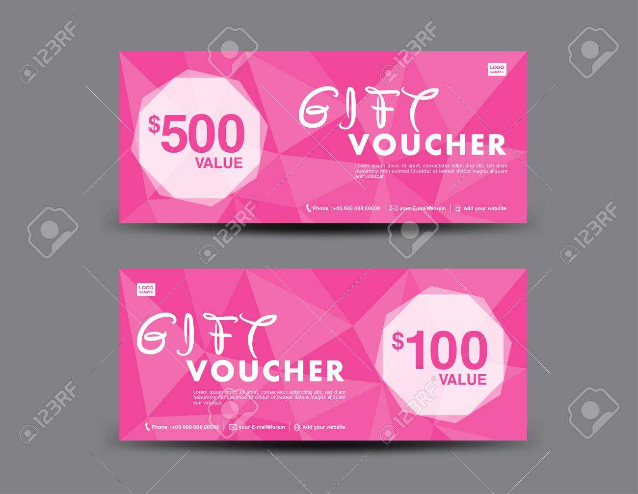 Pink Gift Voucher Template, Coupon Design, Certificate, Ticket.. Throughout Pink Gift Certificate Template