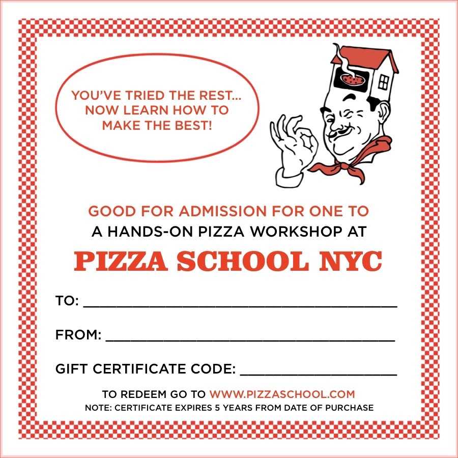 Pizza Workshop For One Inside Pizza Gift Certificate Template