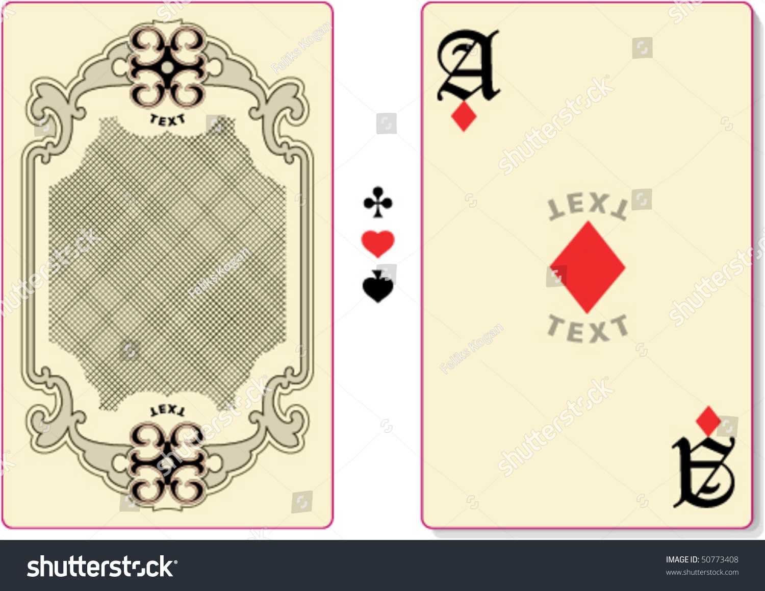 Playing Card Back Template Custom Text Stock Vector (Royalty Regarding Custom Playing Card Template