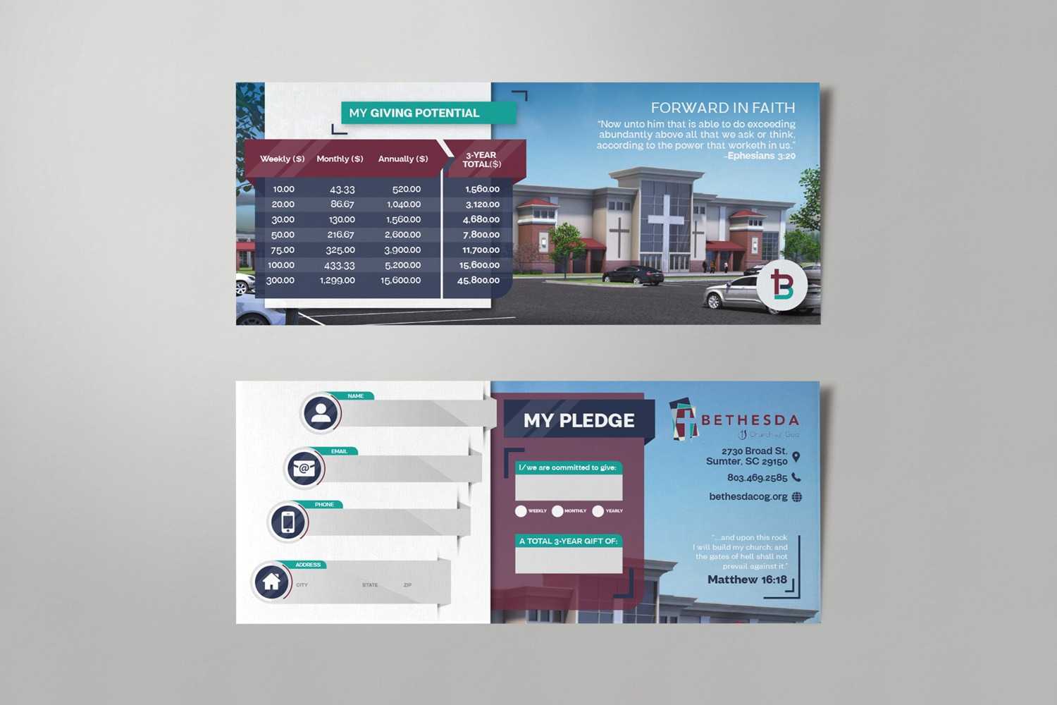 Pledge Cards & Commitment Cards | Church Campaign Design Throughout Pledge Card Template For Church