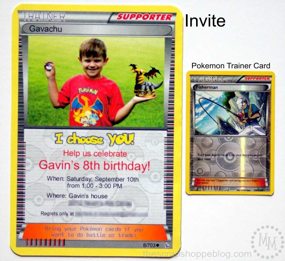 Pokémon Card Birthday Invitation – The Scrap Shoppe Throughout Pokemon Trainer Card Template