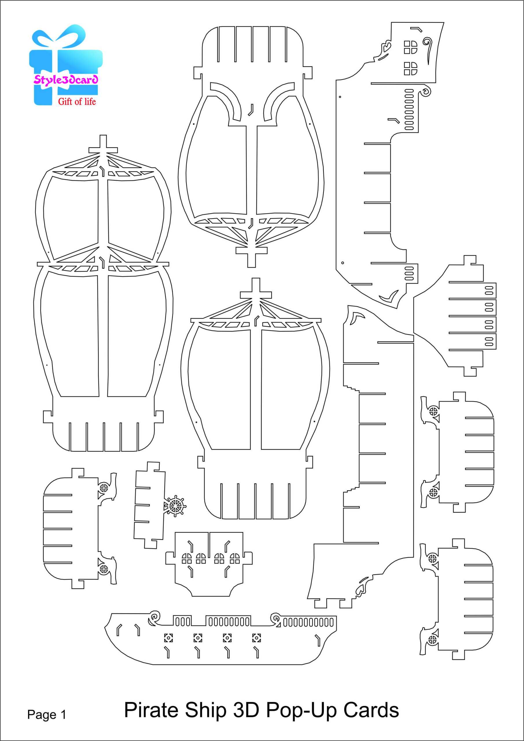 Pop Up Papercraft Pirate Ship 3D Pop Up Card Kirigami For Free Printable Pop Up Card Templates