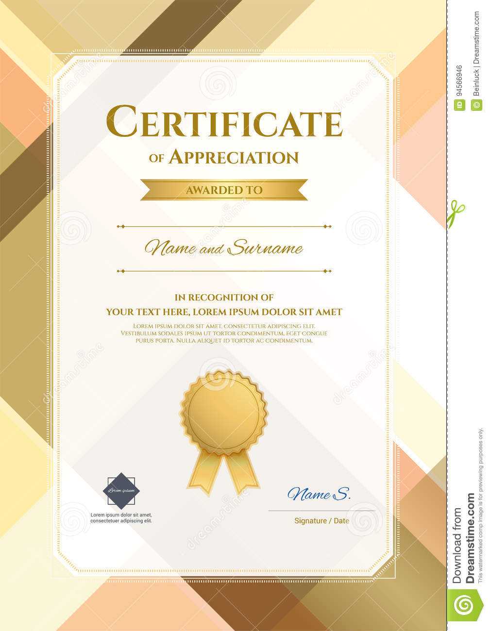 Portrait Modern Certificate Of Appreciation Template With With Walking Certificate Templates
