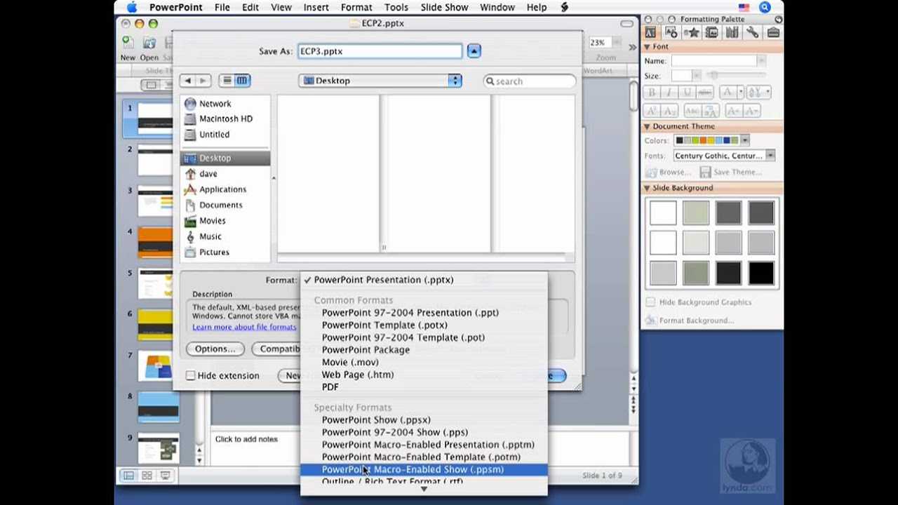 Powerpoint For Mac: Saving Presentations | Lynda Intended For How To Save Powerpoint Template