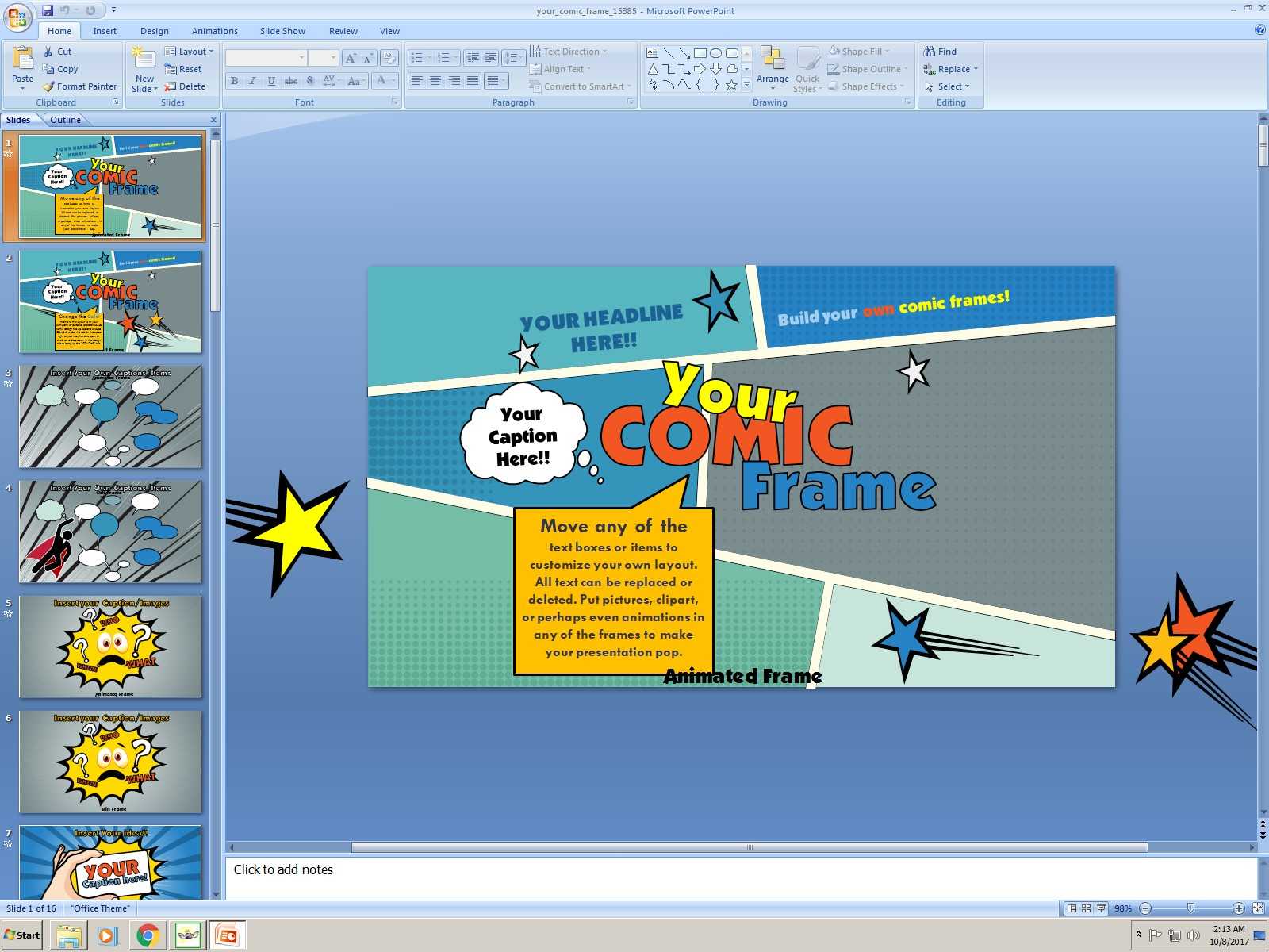Powerpoint: Your Comic Frame Presentation Template Regarding Comic Powerpoint Template