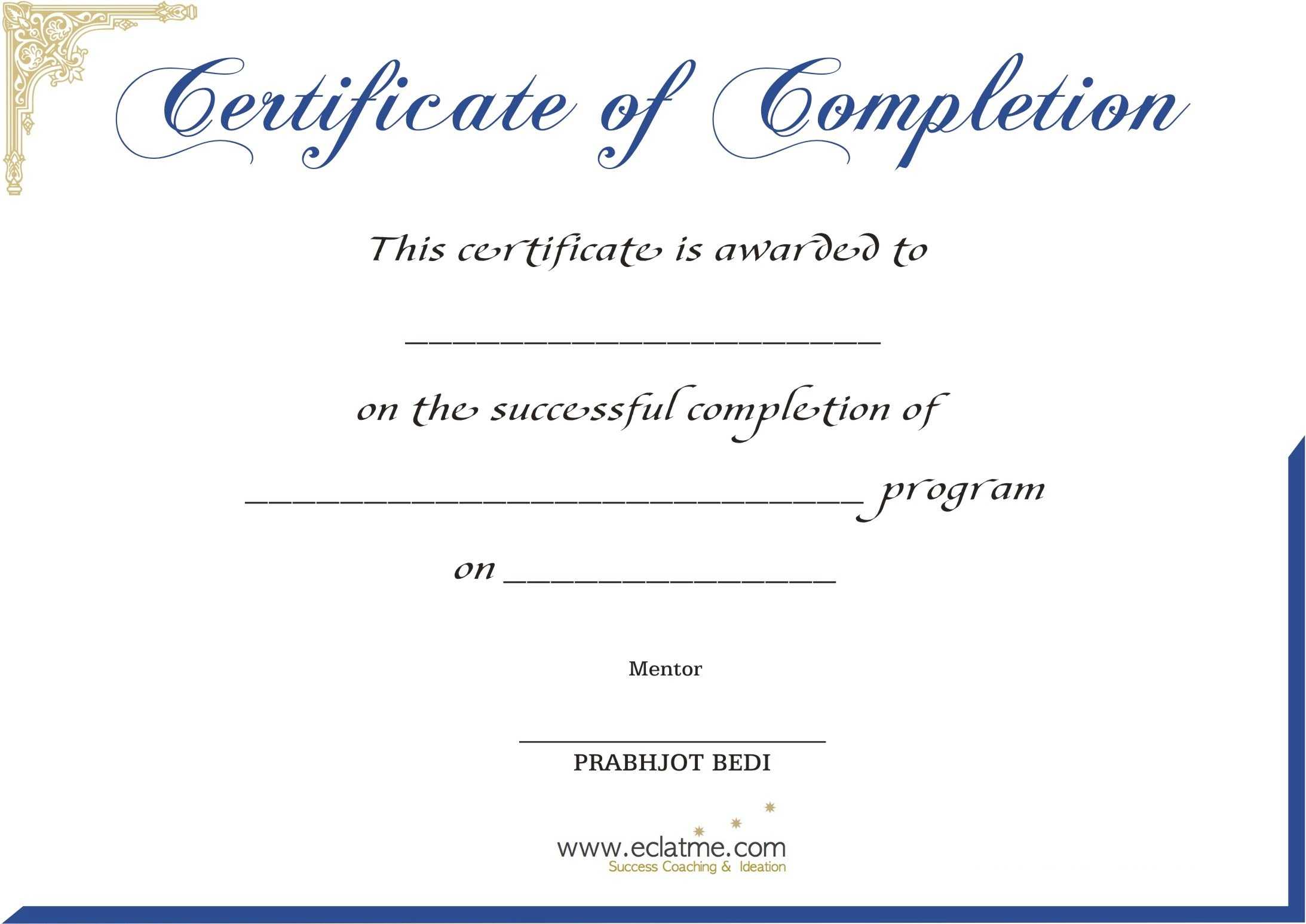 Premium Blank Certificate Of Completion Flyers : V M D Intended For Certificate Of Completion Template Free Printable
