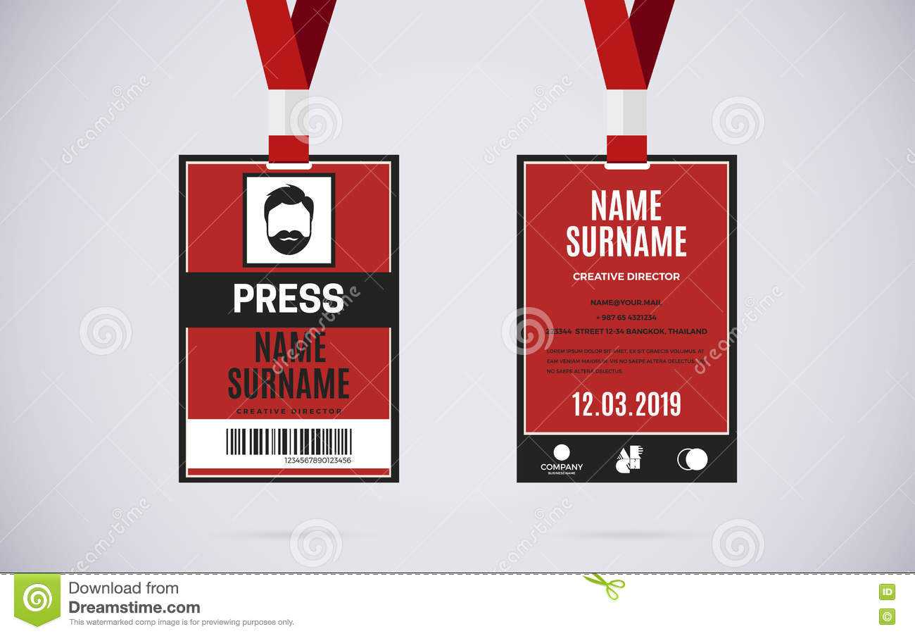 Press Id Card Set Vector Design Illustration Stock Vector Inside Media Id Card Templates