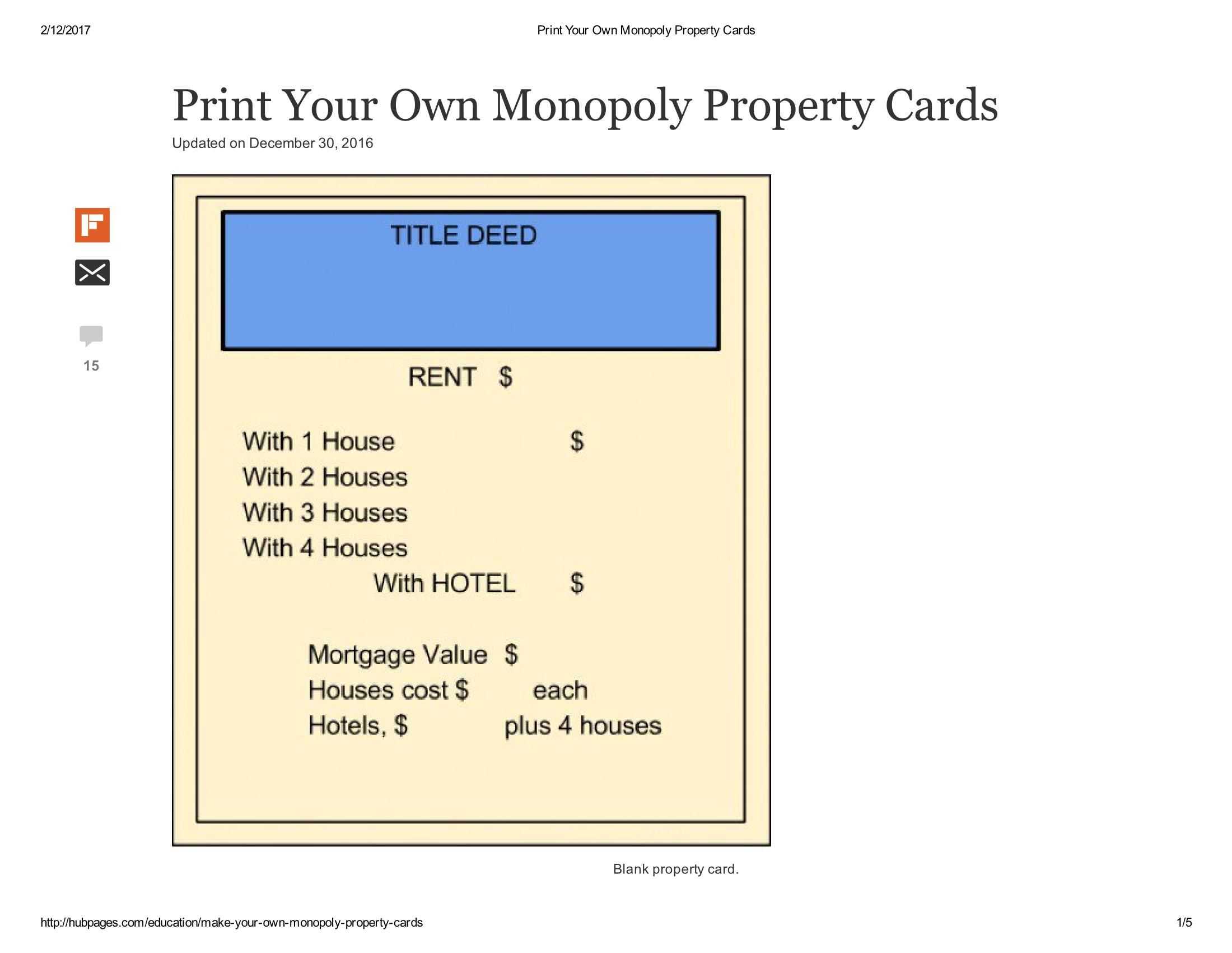 Print Your Own Monopoly Property Cards Document Pages 1 - 5 In Monopoly Property Cards Template