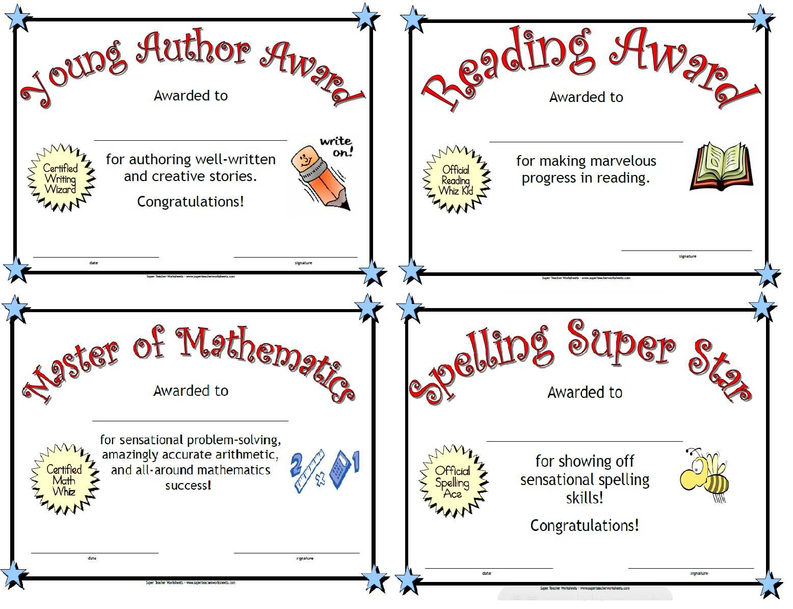 Printable Awards With Math Certificate Template