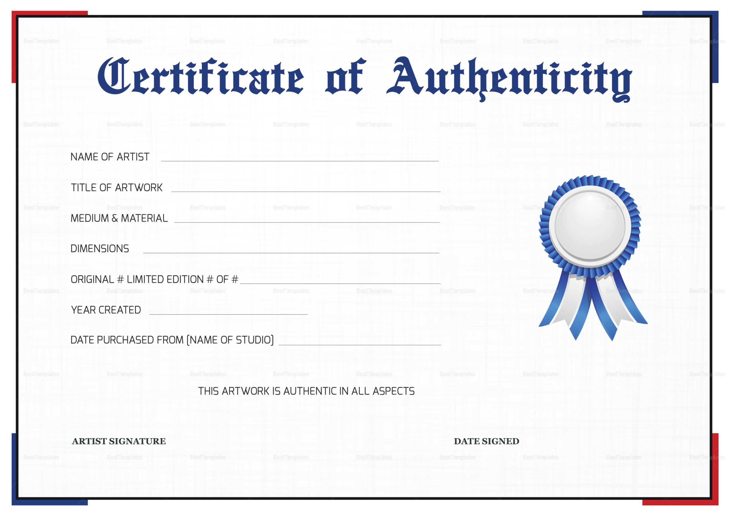 Printable Certificate Of Authenticity That Are Gorgeous Pertaining To Certificate Of Authenticity Photography Template