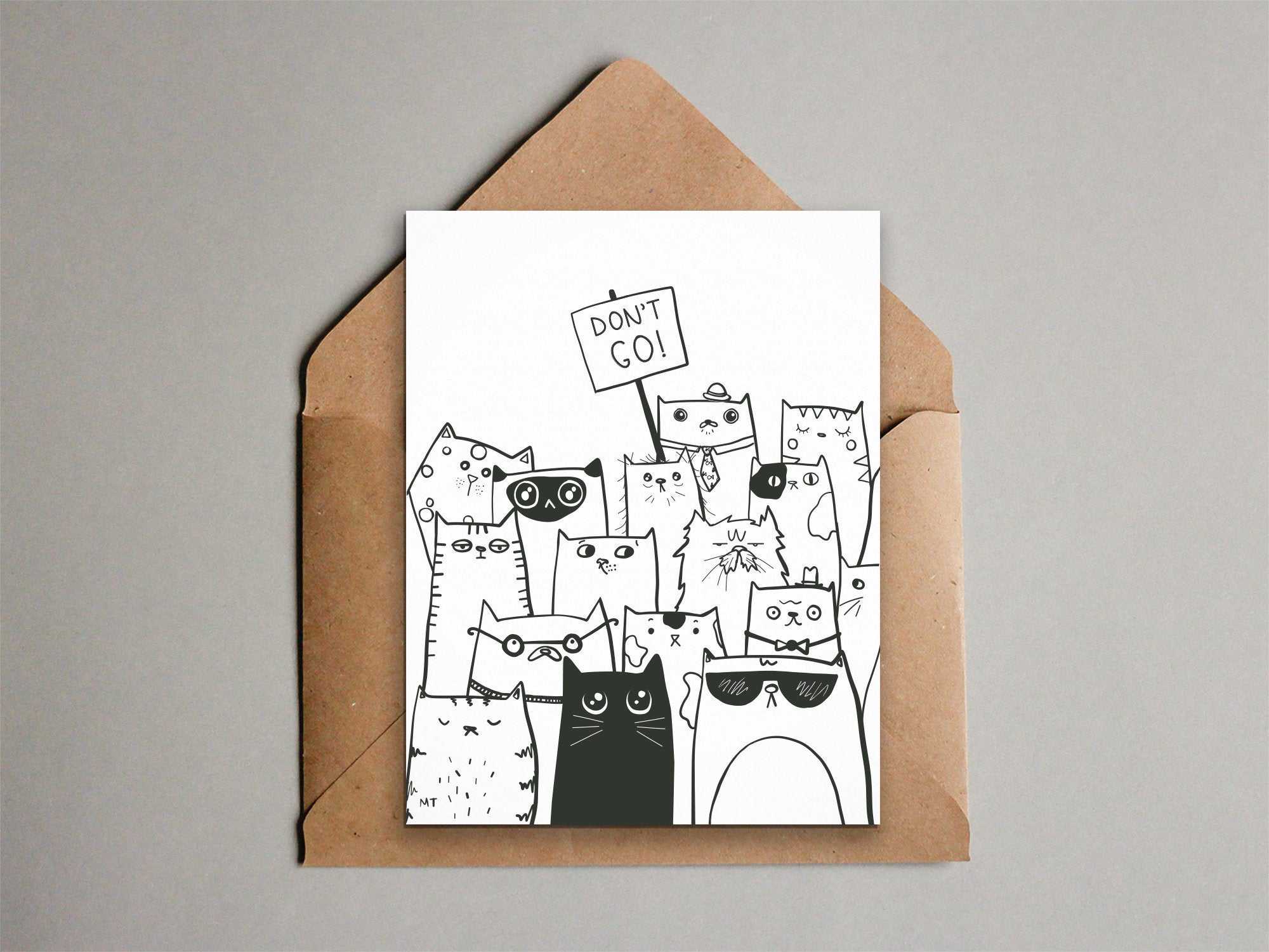 Printable Don\'t Go Goodbye Cats Greeting Card From All Etsy Intended For Goodbye Card Template