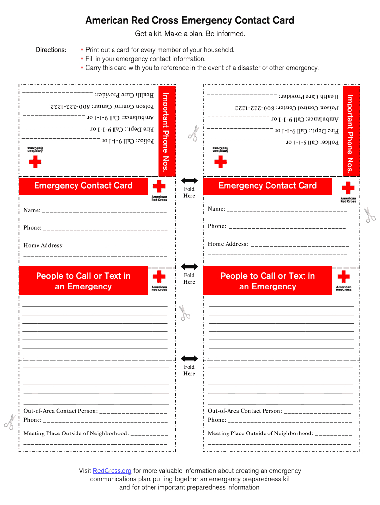 Printable Emergency Card Template - Fill Online, Printable Throughout In Case Of Emergency Card Template