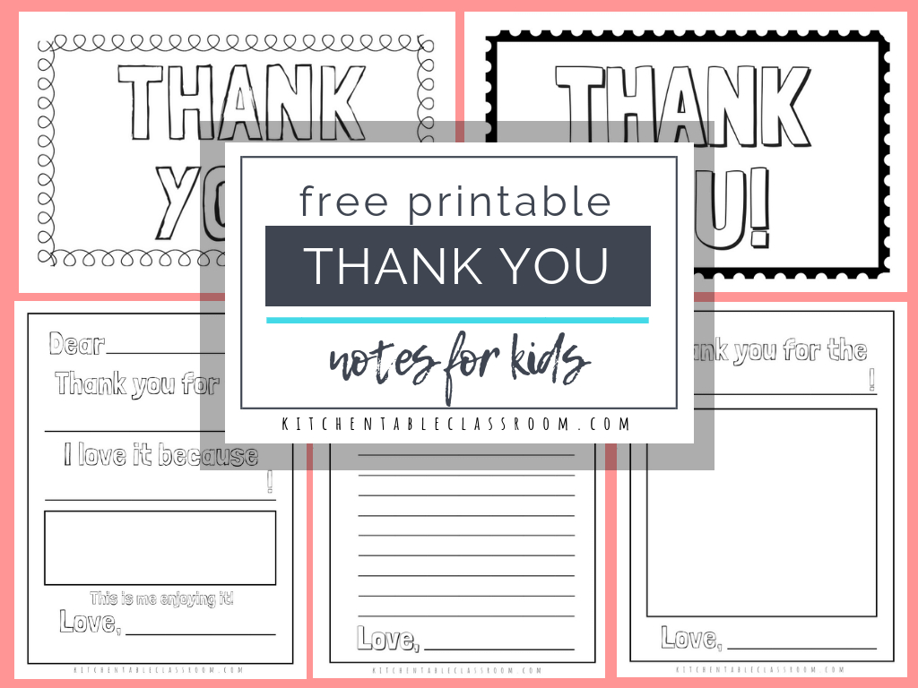 Printable Thank You Cards For Kids – The Kitchen Table Classroom In Free Templates For Cards Print
