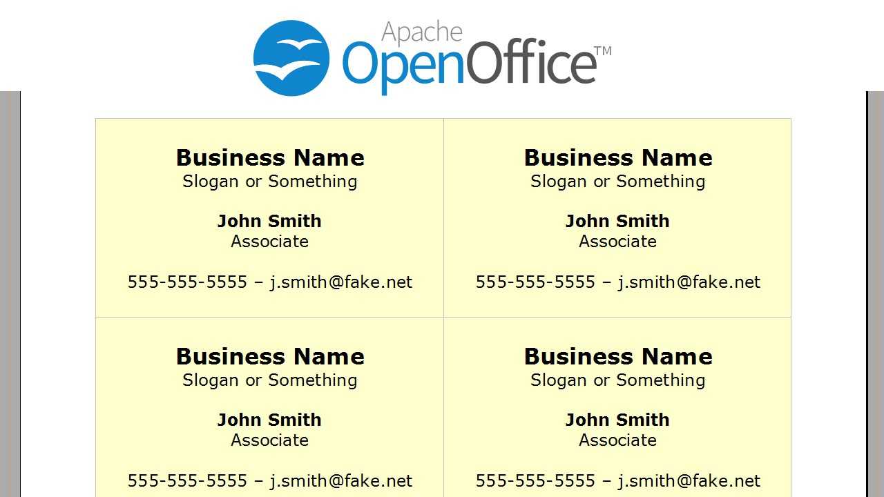 Printing Business Cards In Openoffice Writer For Business Card Template Open Office