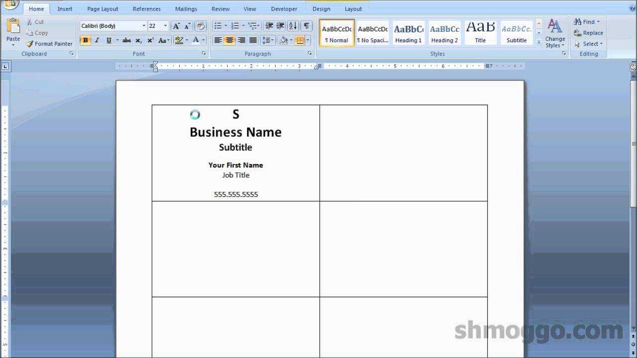 Printing Business Cards In Word | Video Tutorial In Business Card Template For Word 2007