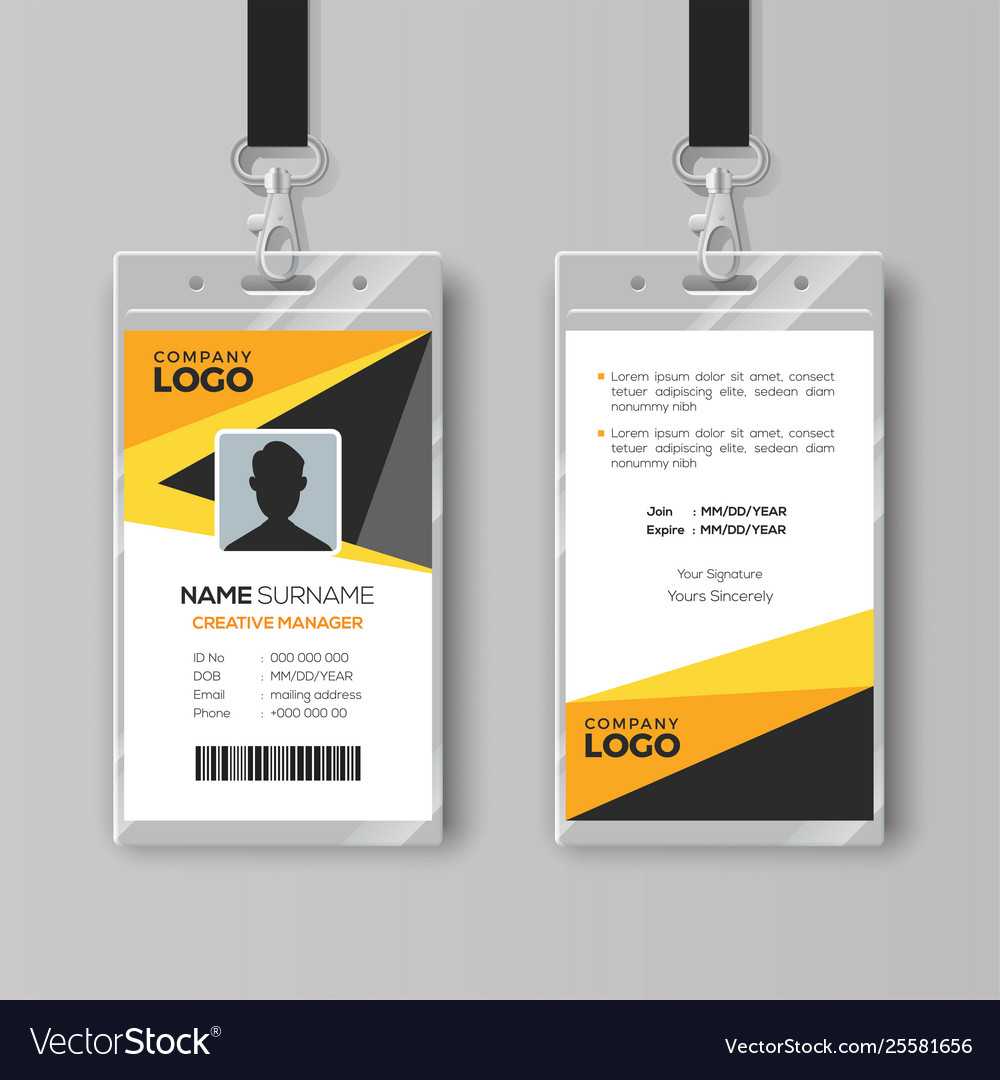 Professional Id Card Template With Yellow Details Intended For Id Card Template Ai