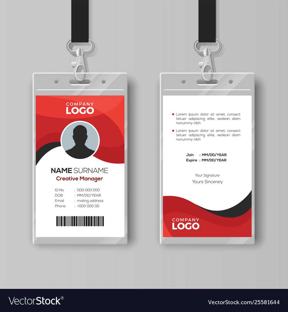 Professional Identity Card Template With Red Throughout Photographer Id Card Template