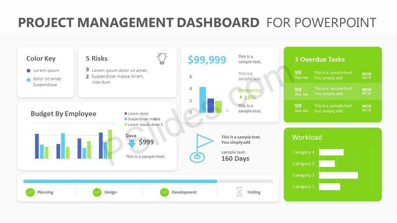 Project Management Dashboard Powerpoint Template – Pslides Regarding Free Powerpoint Dashboard Template