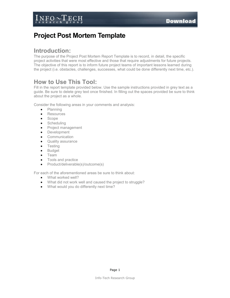 Project Post Mortem Template Intended For Post Mortem Template Powerpoint