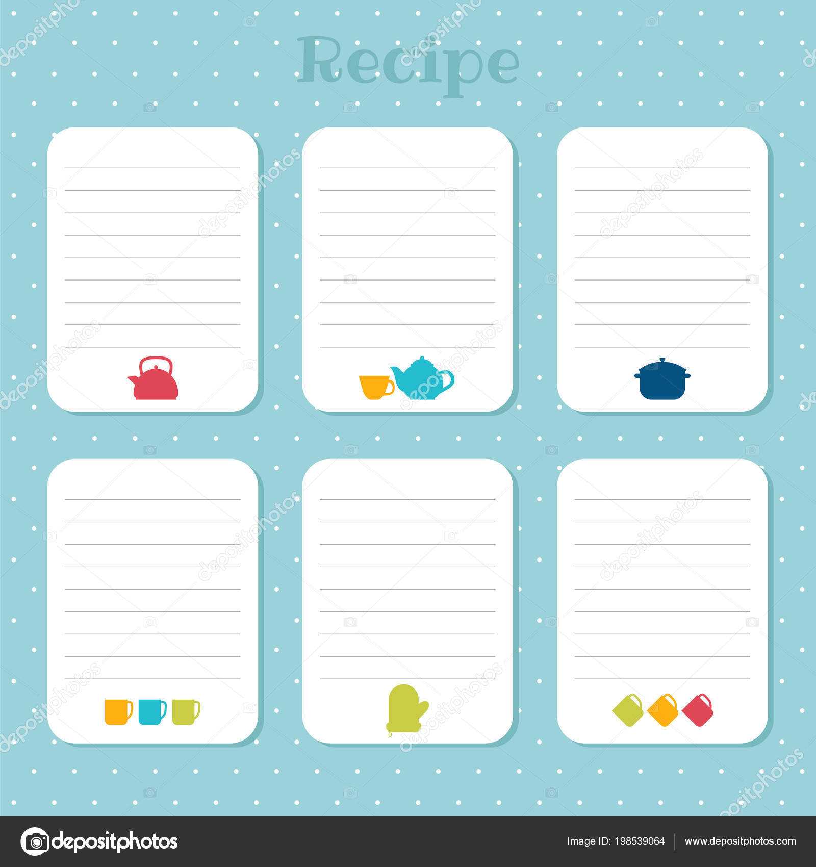 Recipe Card Templates | Recipe Cards Set Cooking Card Regarding Restaurant Recipe Card Template