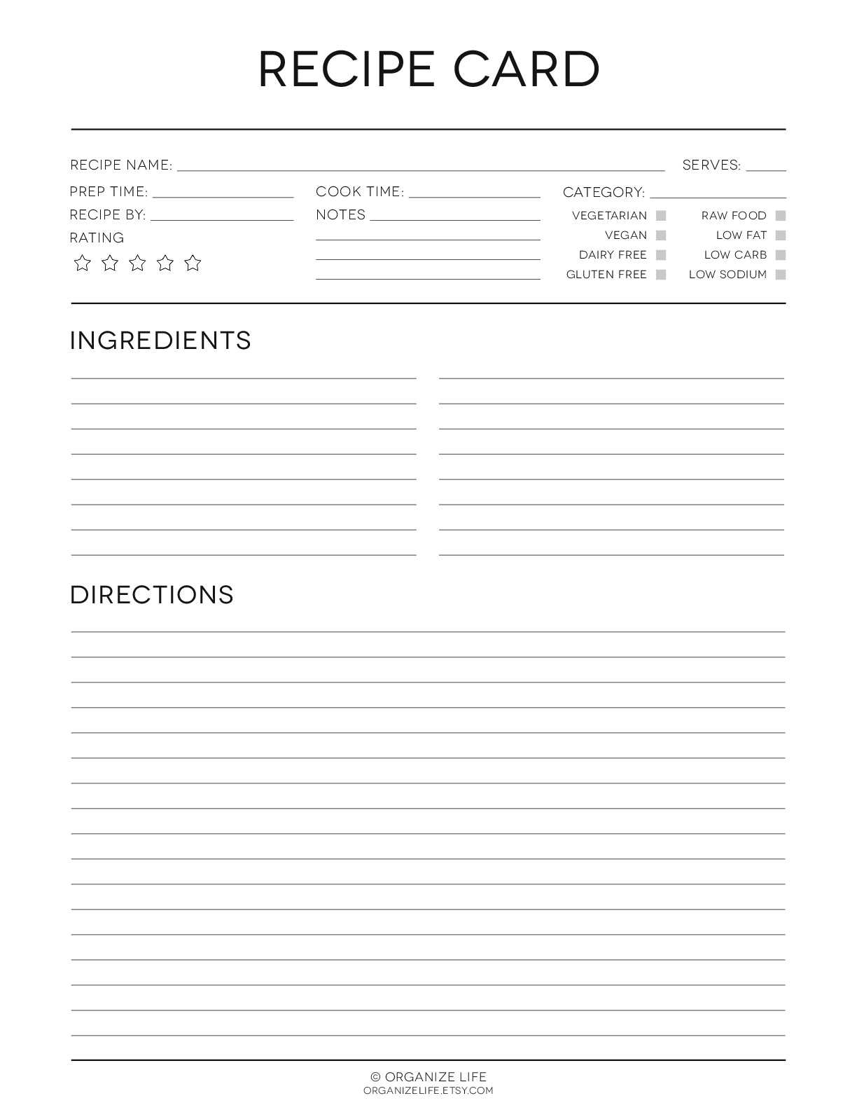 Recipe Card V5 – Black & White Intended For Fillable Recipe Card Template