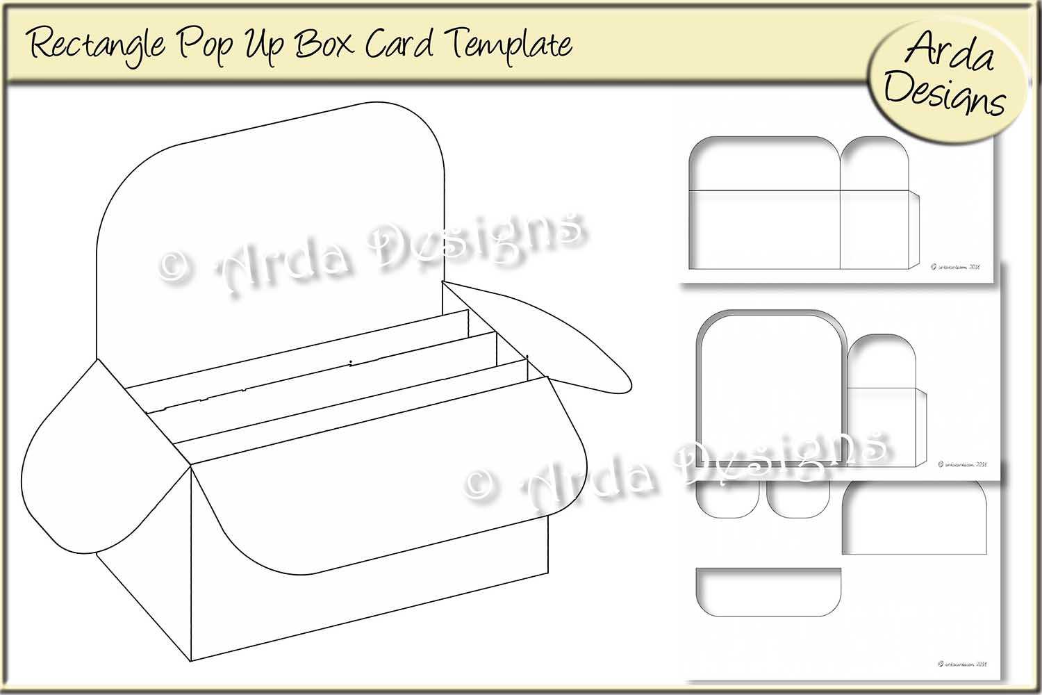 Rectangle Pop Up Box Card Cu Template In Card Box Template Generator