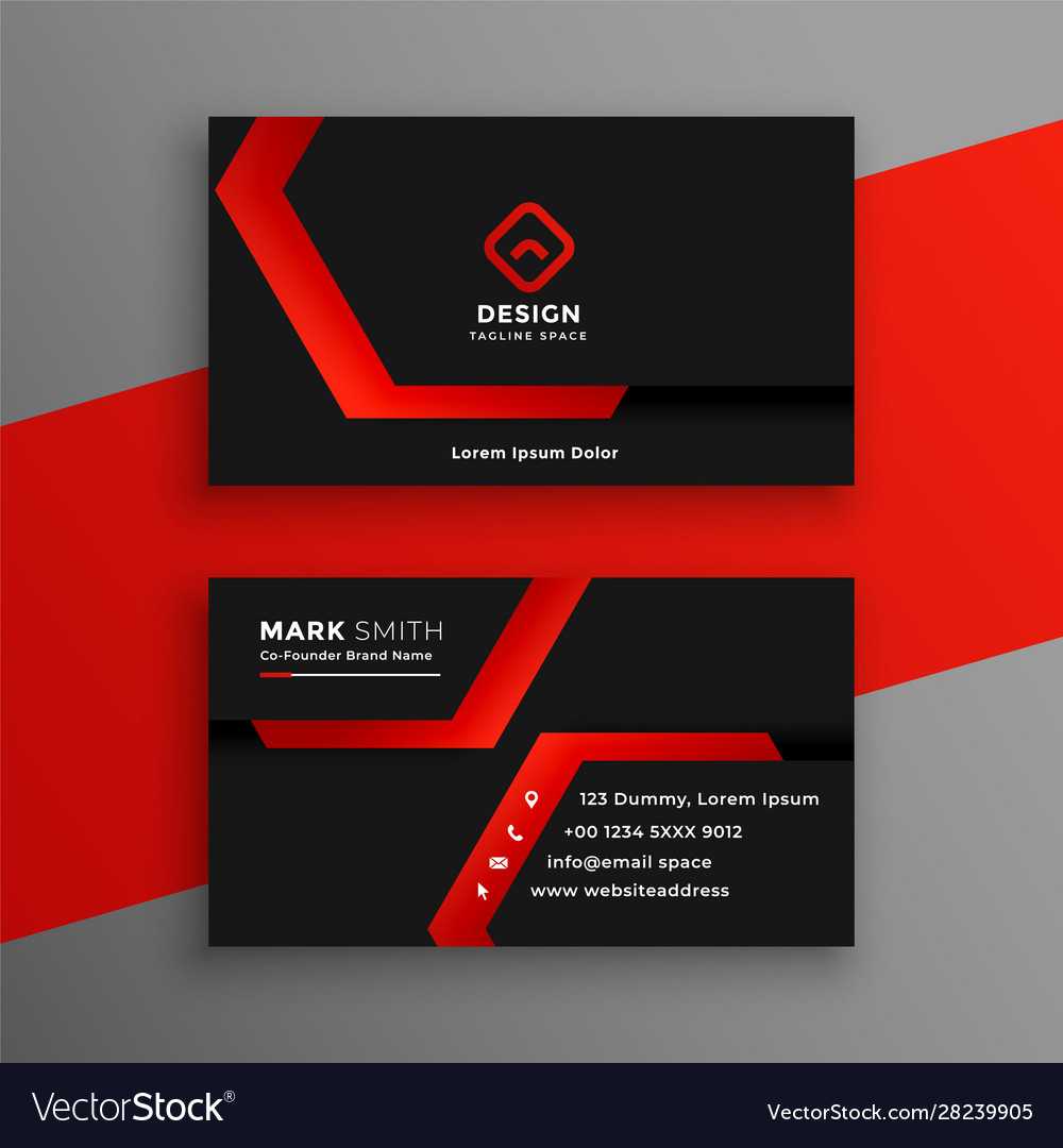 Red And Black Geometric Business Card Template Throughout Visiting Card Illustrator Templates Download