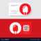 Red Business Card With Led Icon And Qr Code Within Qr Code Business Card Template