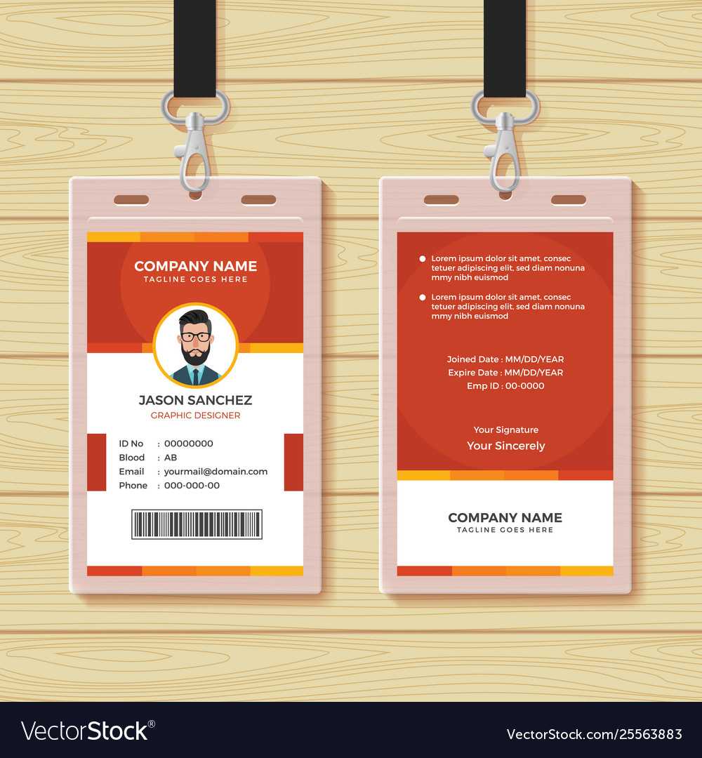 Red Employee Id Card Design Template For Company Id Card Design Template