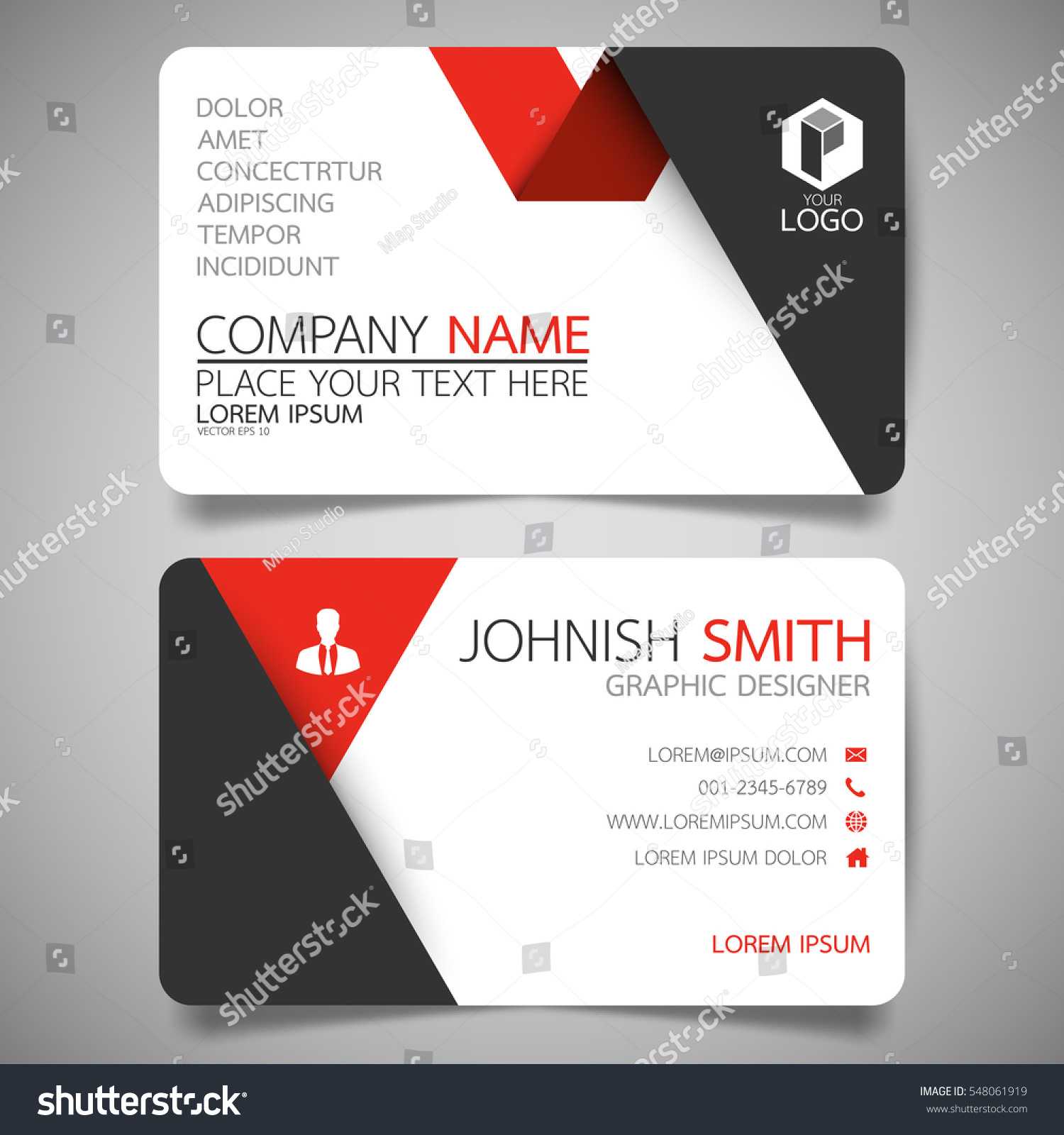 Red Fold Modern Creative Business Card Stock Vector (Royalty For Fold Over Business Card Template