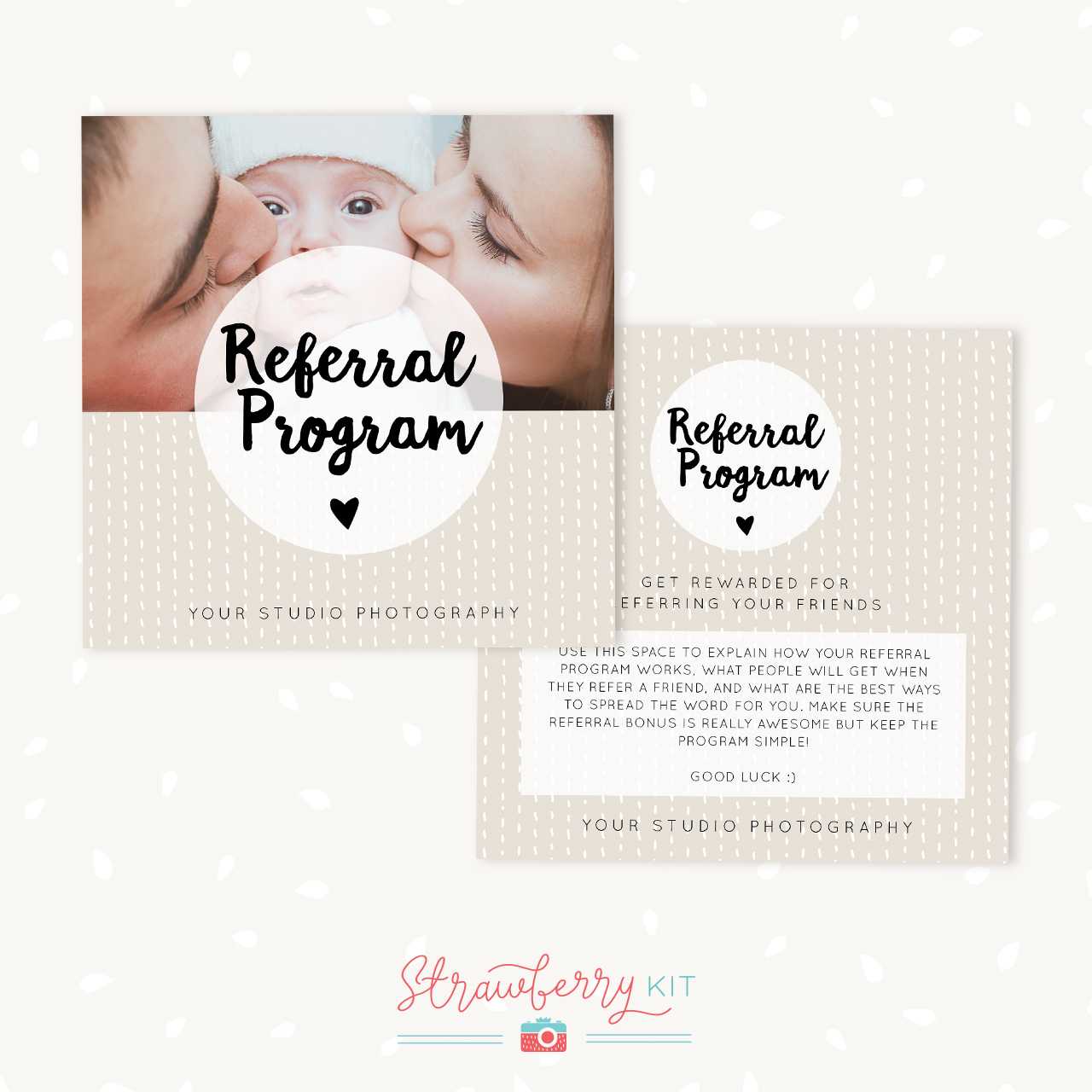 Referral Cards Photoshop Template – Strawberry Kit Inside Referral Card Template