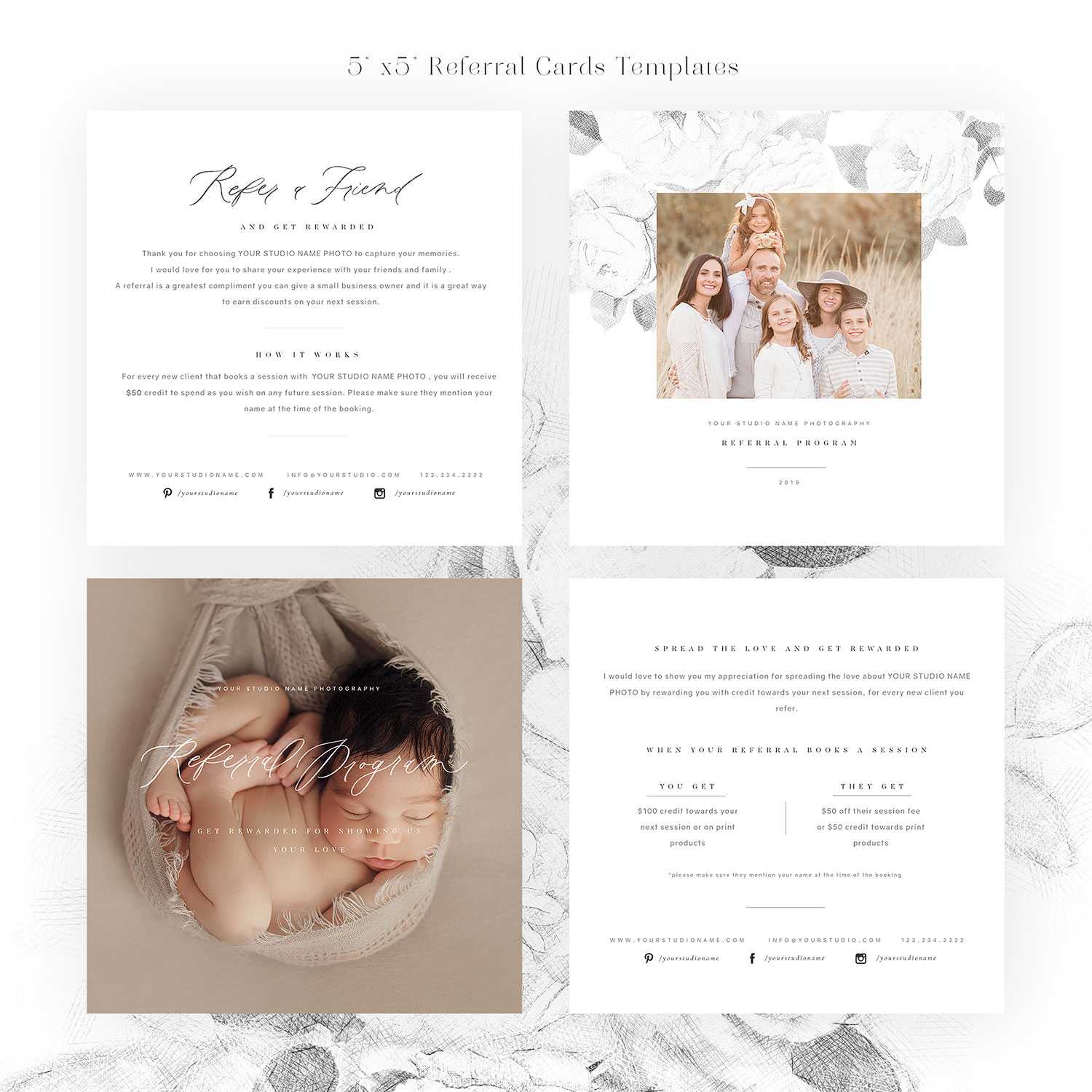 Referral Love 5×5 Card Templates In Photography Referral Card Templates