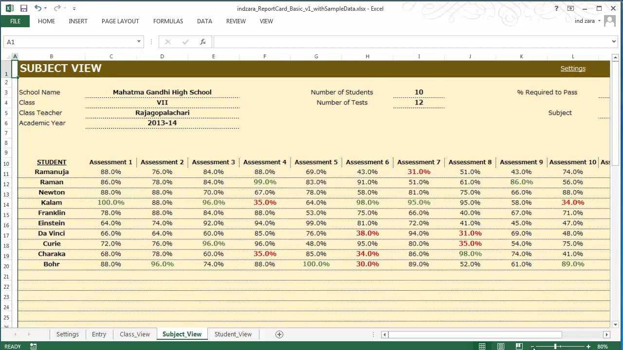 Report Card – Basic (Free Excel Template) Pertaining To Result Card Template