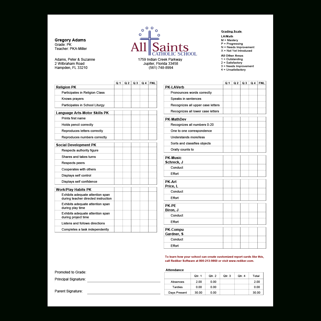 Report Card Software – Grade Management | Rediker Software With High School Student Report Card Template